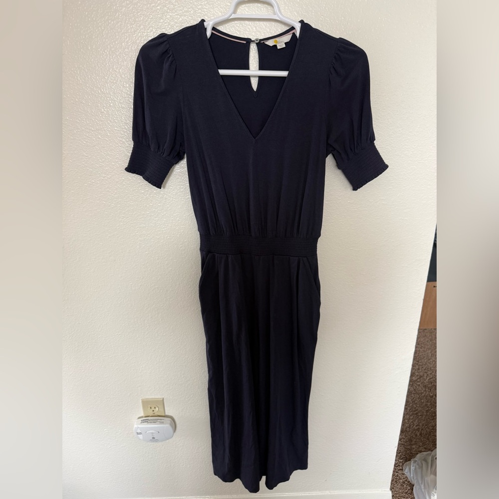 Boden Women’s Navy Blue Jumpsuit with Pockets Size US 4 Petite Elastic Waist
